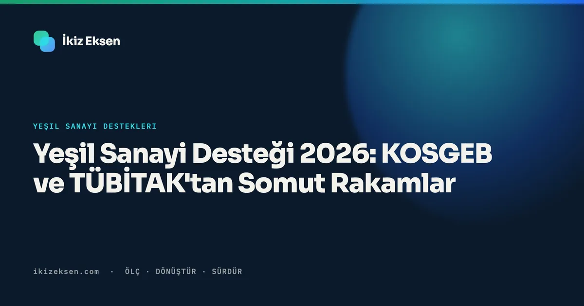Yeşil Sanayi Desteği 2026: KOSGEB ve TÜBİTAK'tan Somut Rakamlar